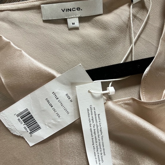 Champagne Vince Cowl Neck Cap Sleeve Silk Blouse - Picture 7 of 8